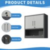 Metal Wall Mounted Tool Storage Cabinet With Locking Door, 1 Shelf, Metal - White - Image 4