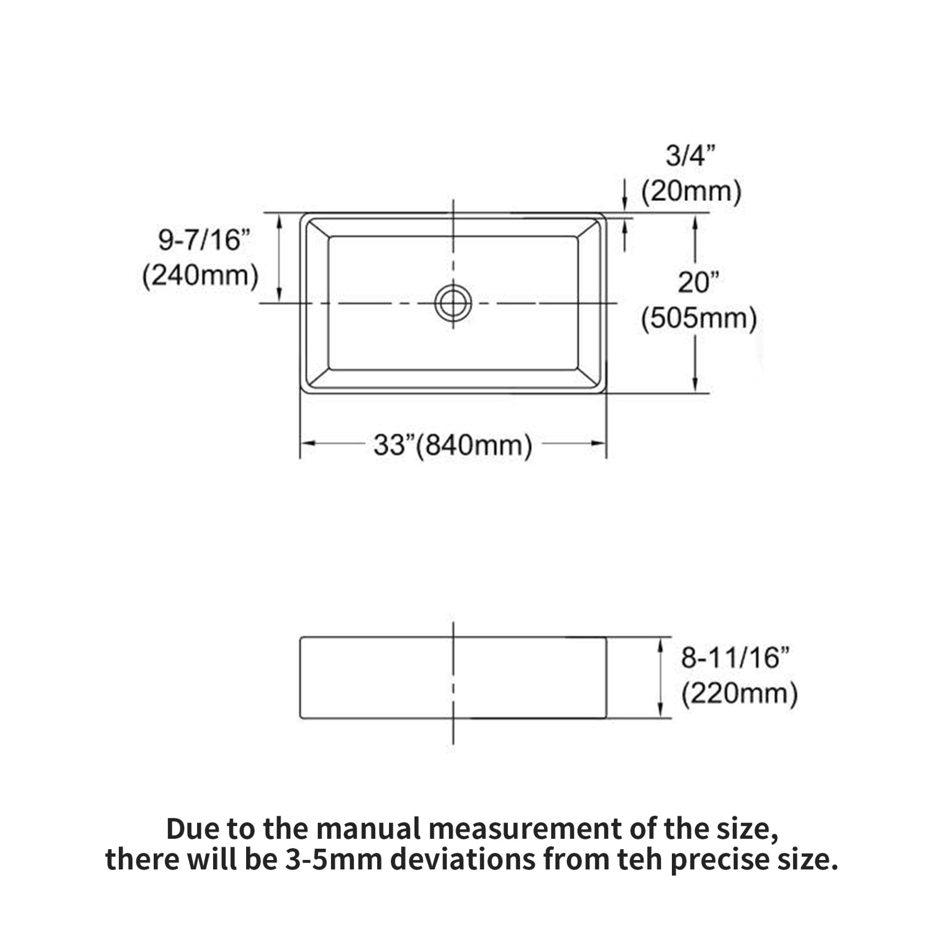 33" Kitchen Sink With Apron Front Single Bowl, Durable And Stain Resistant For Kitchens - White - Image 3