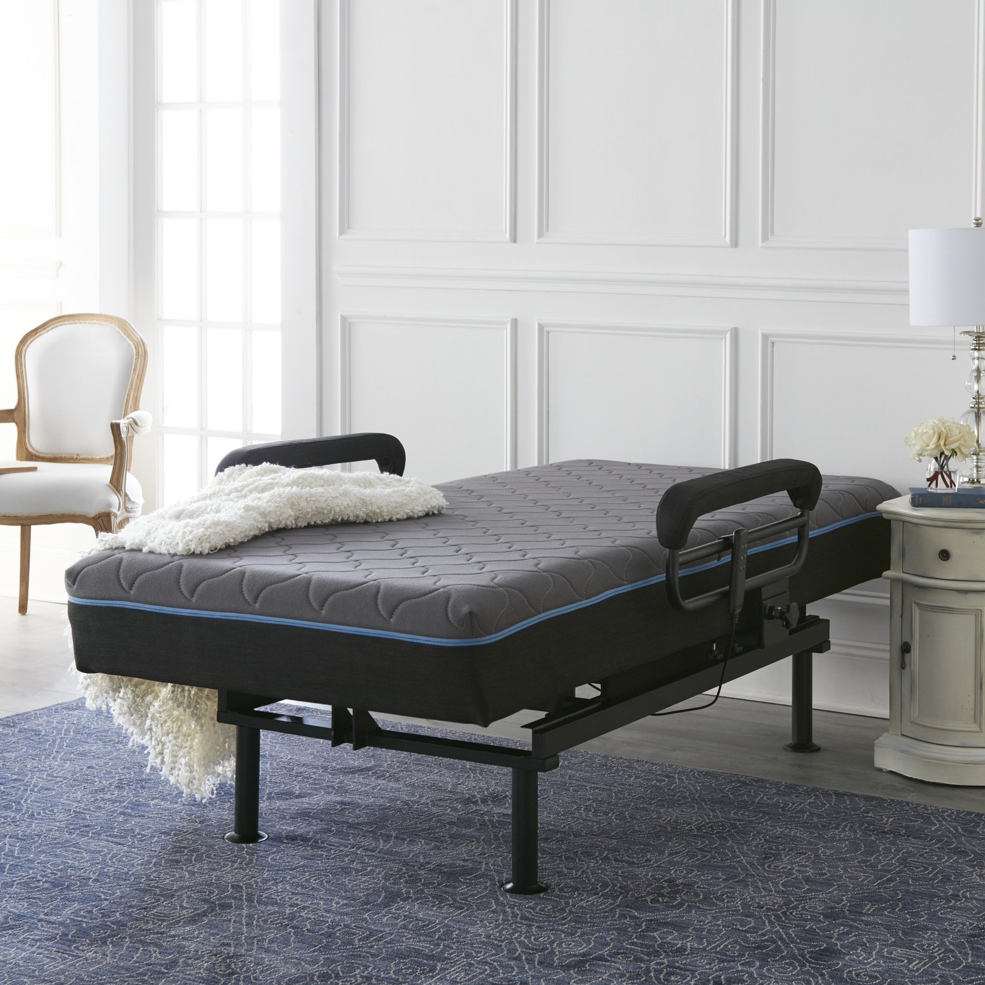 Adjustable Sleep To Stand Bed With Convenient Lift Assist Txl - Blue - Image 2
