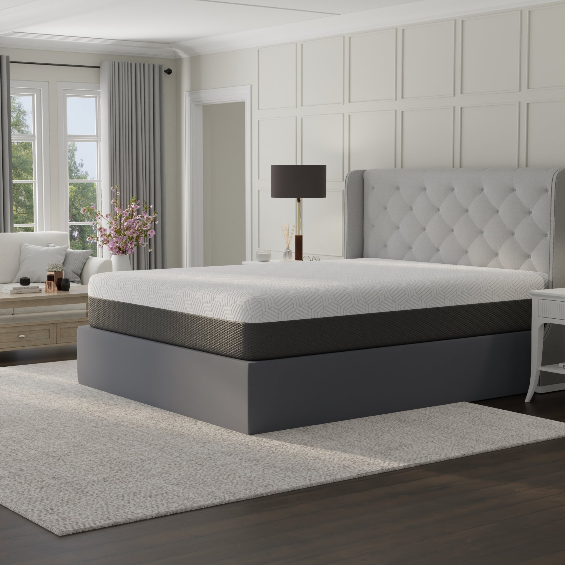 Pur Chill - 12" King Soft Mattress With Phase Change Cooling Fabric - White / Gray - Image 3