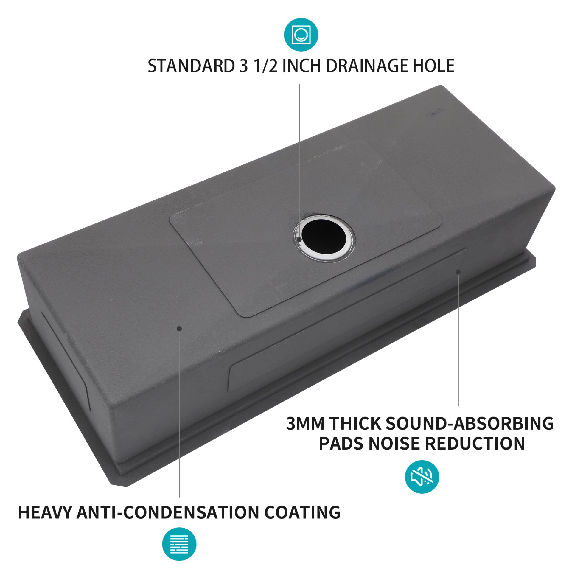 Single Bowl Undermount Workstation Kitchen Sink 16 Gauge Stainless Steel - Black - Image 8