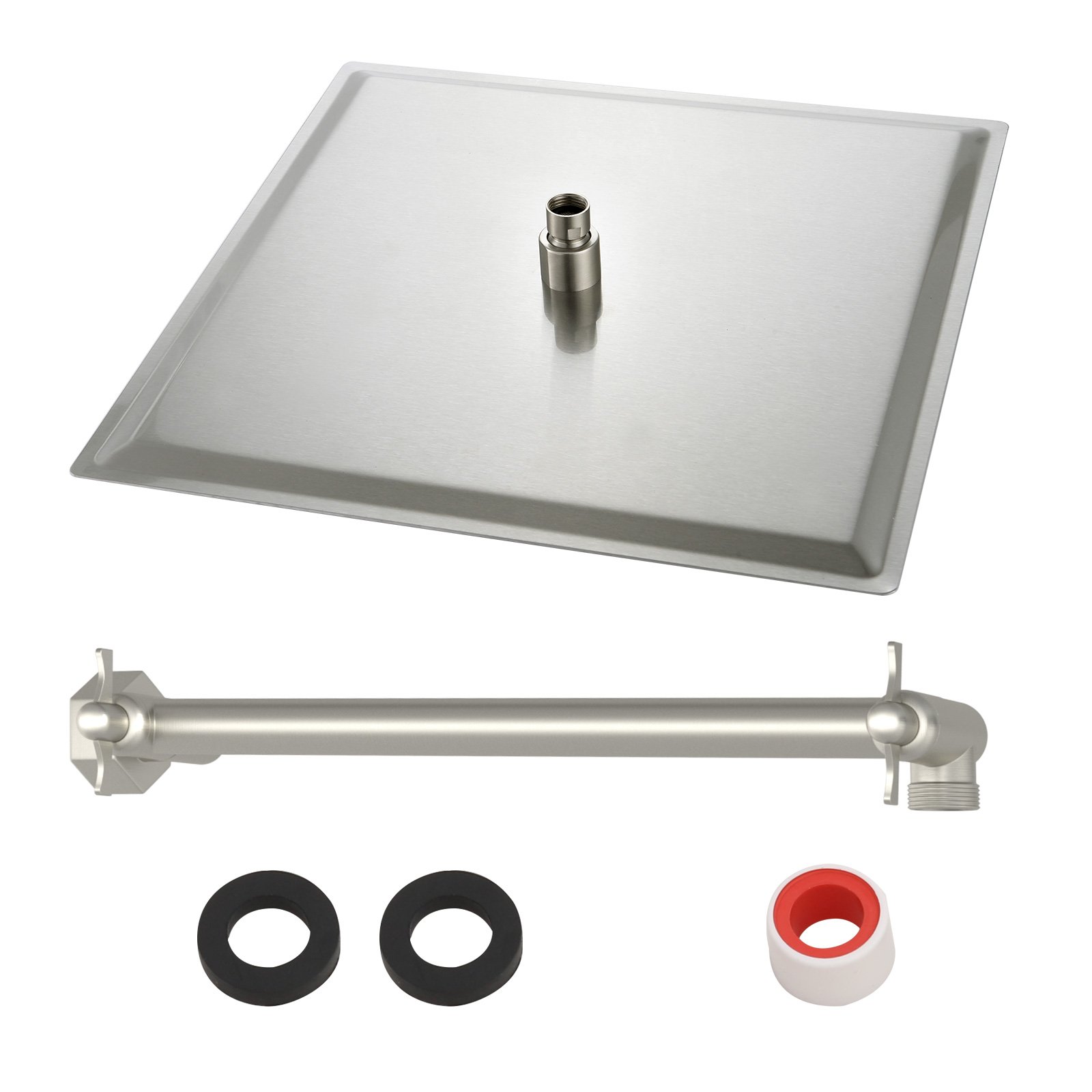 Luxury Rain Shower Head With Adjustable Arm, 10" Square, Stainless Steel - Brushed Nickel - Image 15
