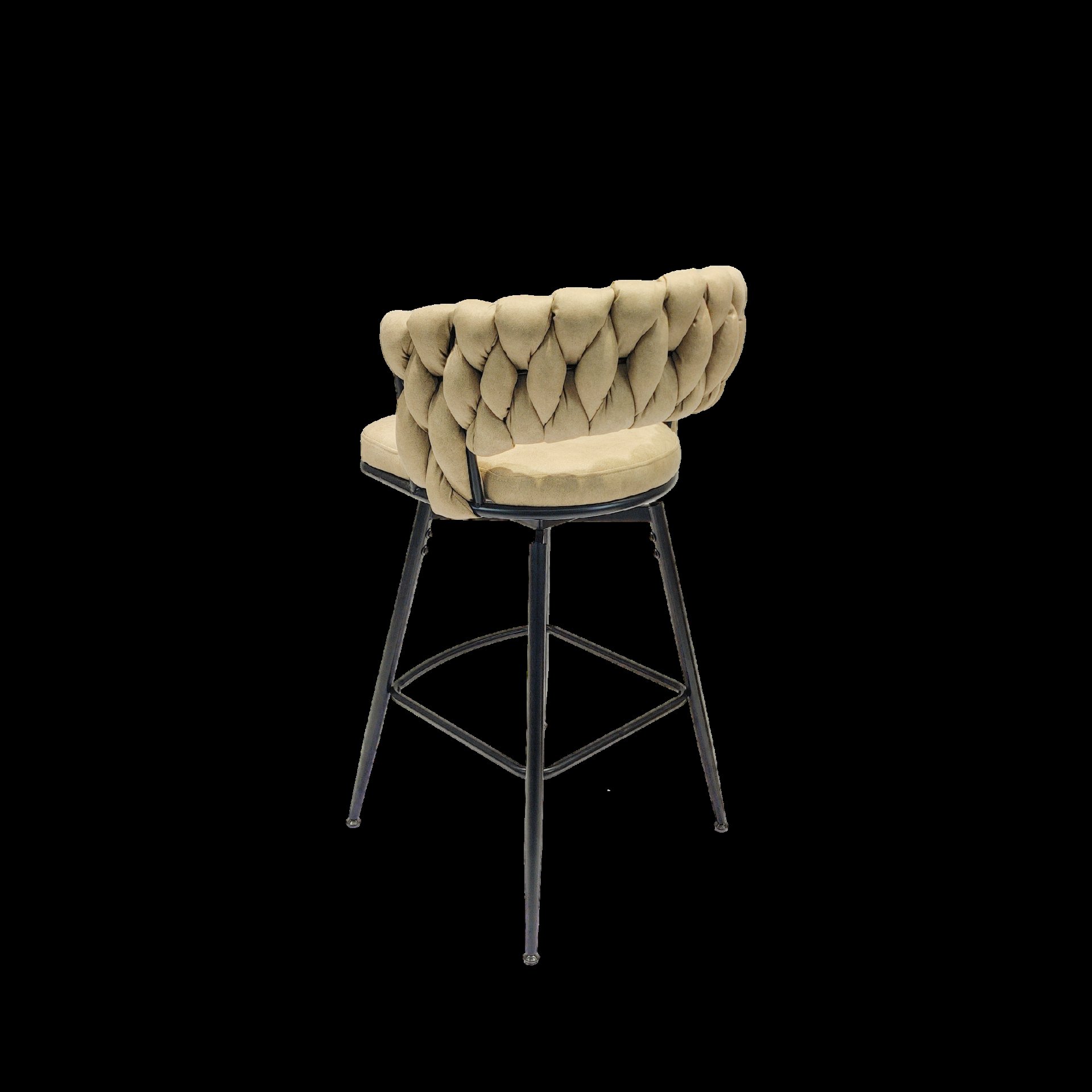 Technical Leather Woven Bar Stool (Set of 2), 360 Swivel Bar Stools With Back And Footrest - Light Brown - Image 7
