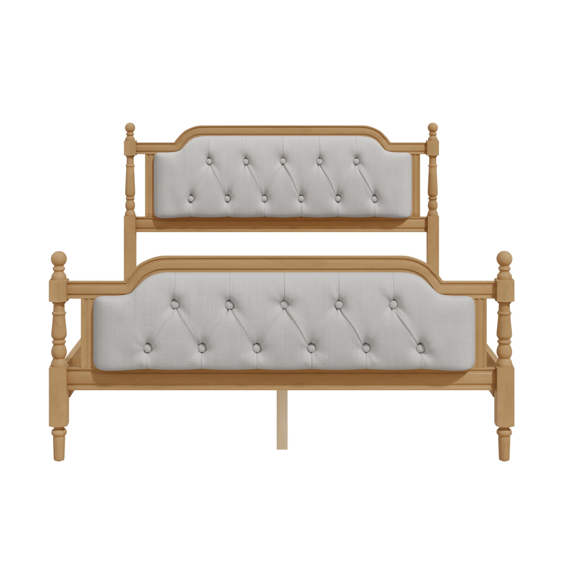 Full Size Traditional Style Solid Bed Frame With Upholstered Tufted Headboard, No Box Spring Needed - Antique Walnut - Image 7