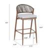 Outdoor Bar Height Aluminum Frame Counter Stools With Scallop Shaped Backrest & Water Resistant Cushions (Set of 2) - Teak - Image 3