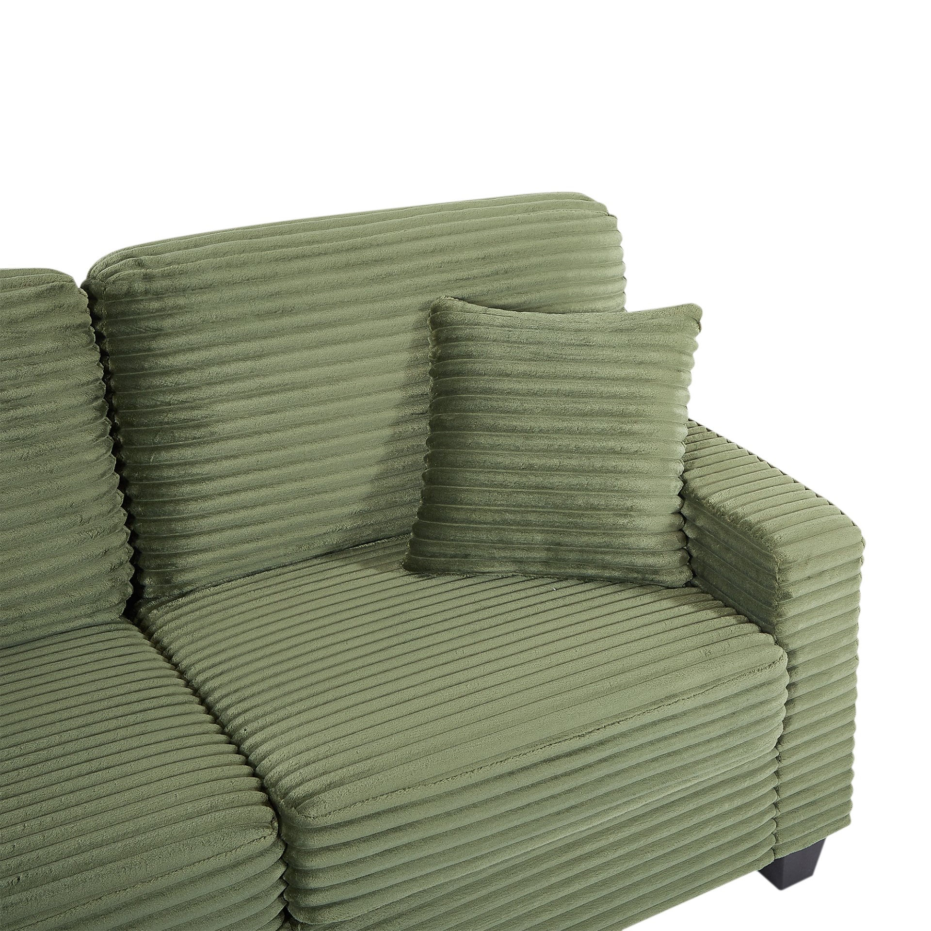 Modern Sectional Sofa U Shaped With Movable Ottoman And Side Storage Pockets Corduroy - Green - Image 22