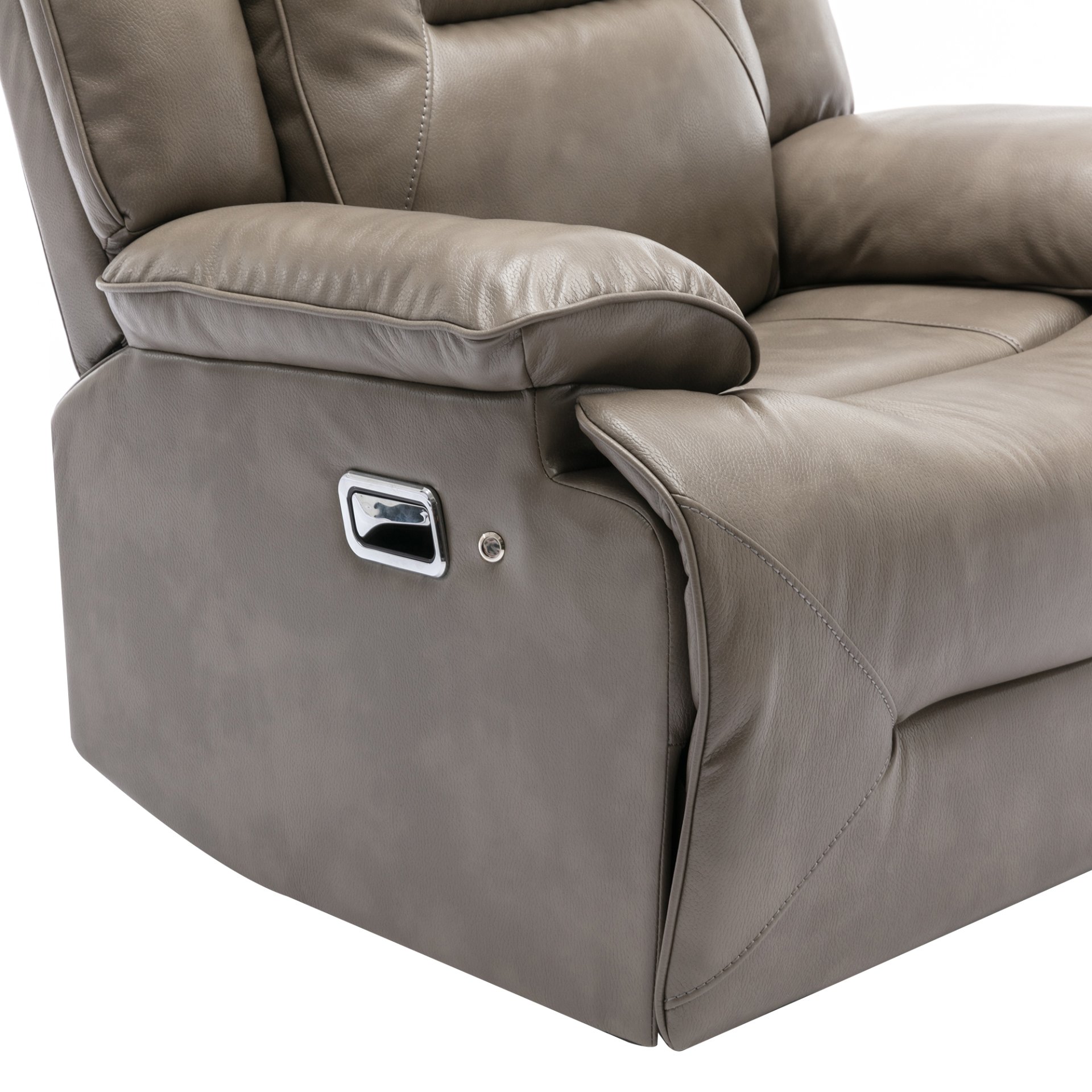 3 Seater Home Theater Recliner Manual Recliner Chair With A Led Light Strip Two Built-In Cup Holders For Living Room - Gray - Image 21
