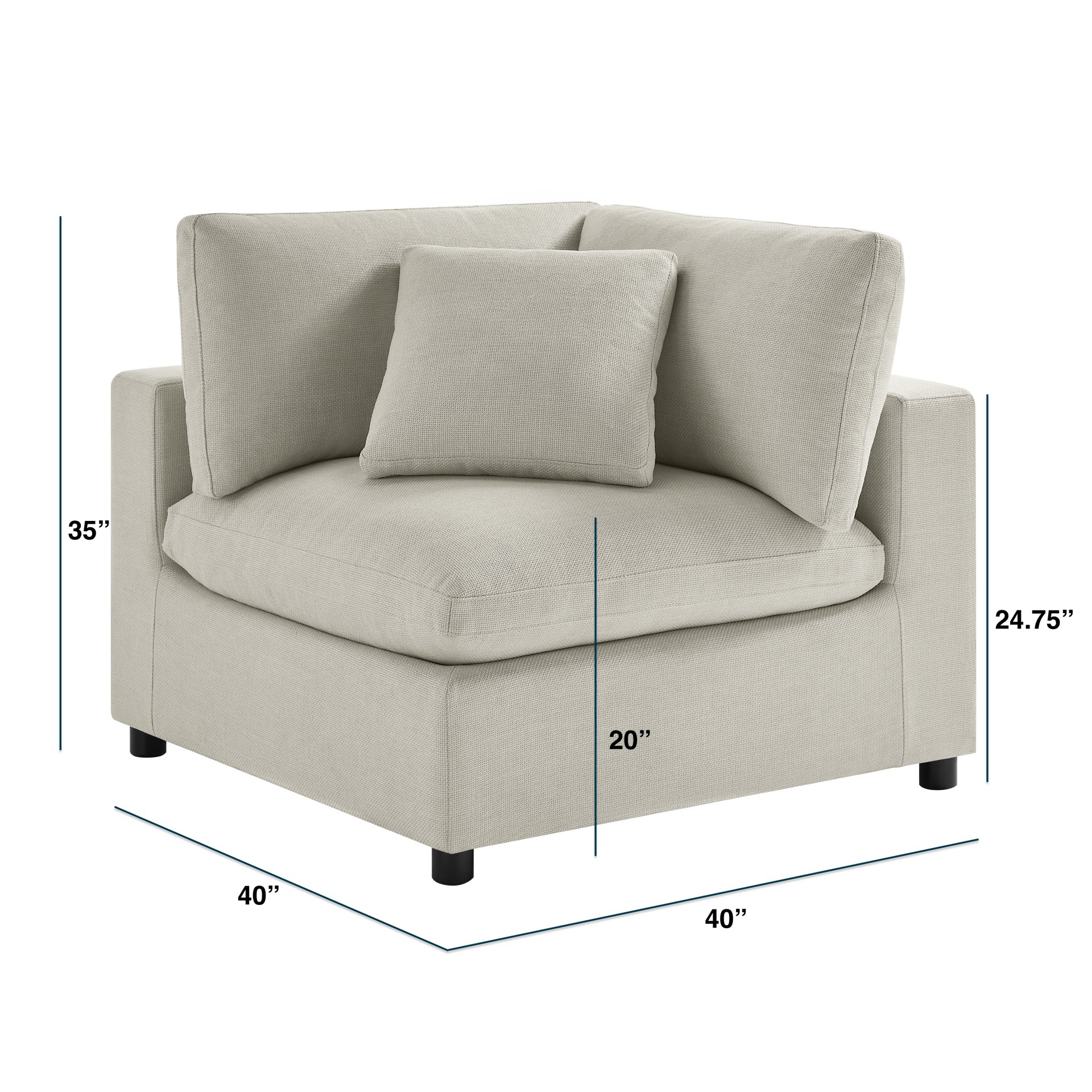 Cassandra - Corner Wedge Chair - Beige - Image 3