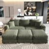 3 Seat Sofa, Deep Seat Couches With Soft Pillows And 3 Ottomans, Convertible Sofa Lounge Chair, For Living Room - Green - Image 11