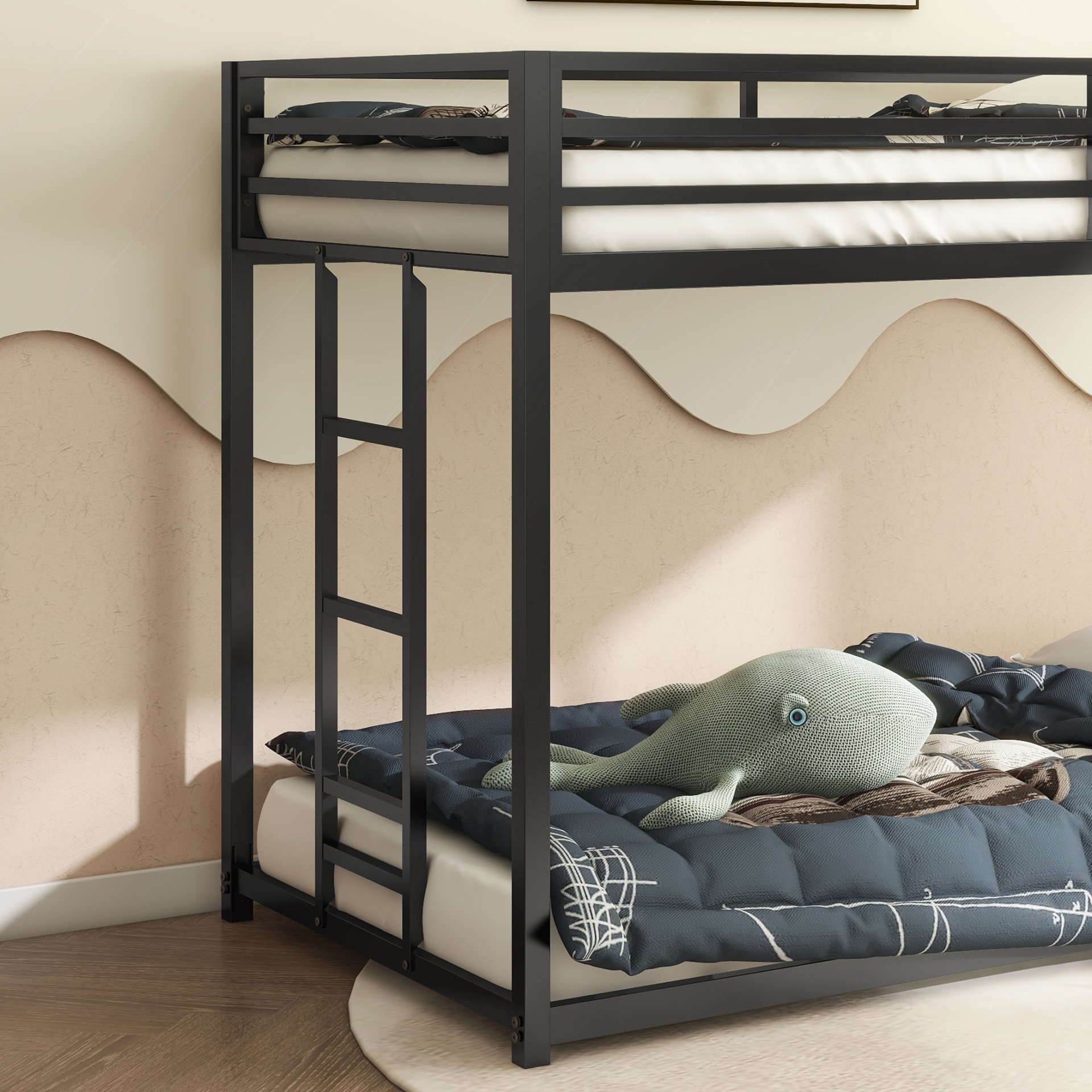 Adam - Twin Over Twin Bunk Bed - Black Metal - Image 17