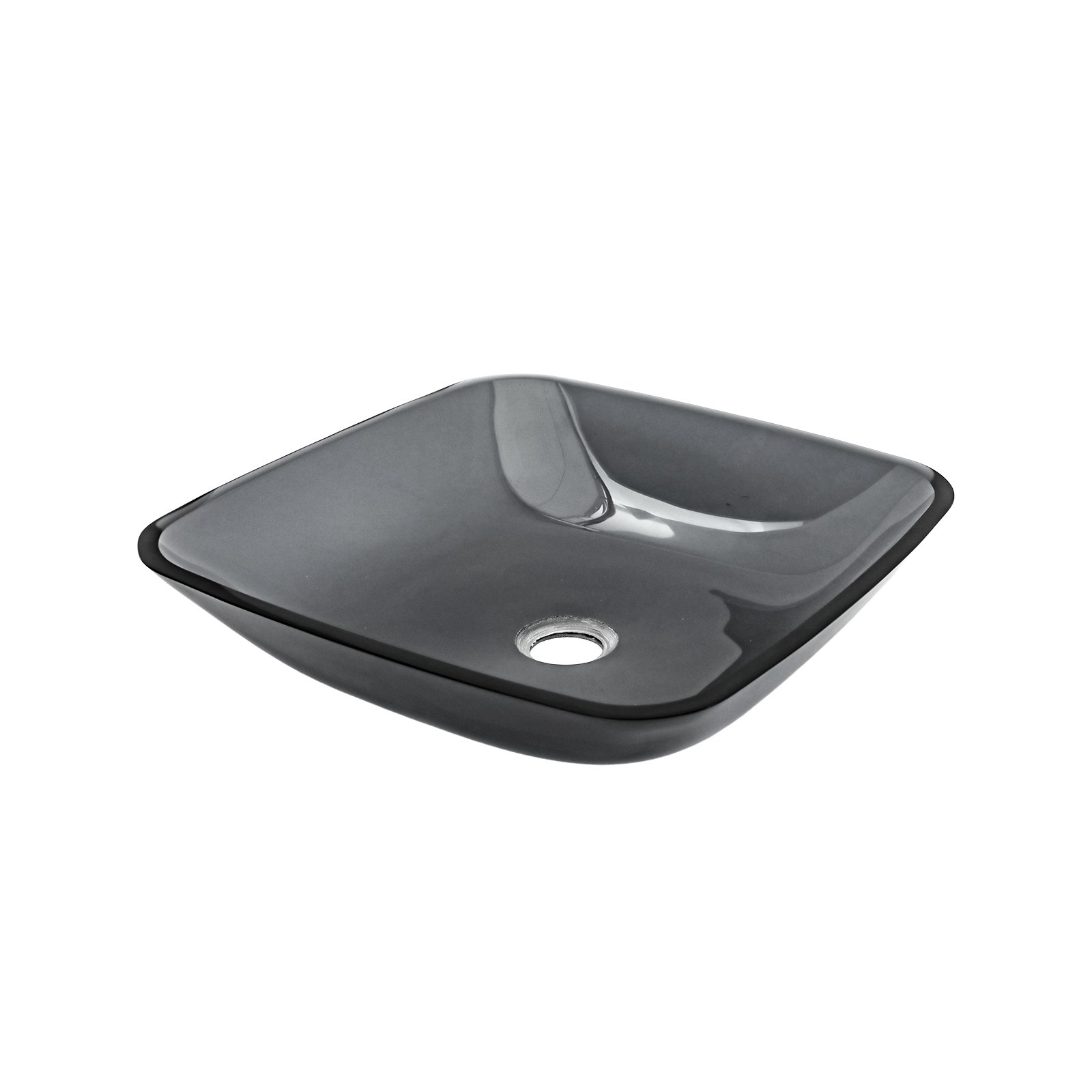 Square Vessel Sink For Bathroom, Above Counter Design With Pop Up Drain, Smooth Rounded Edges - Grey - Image 8