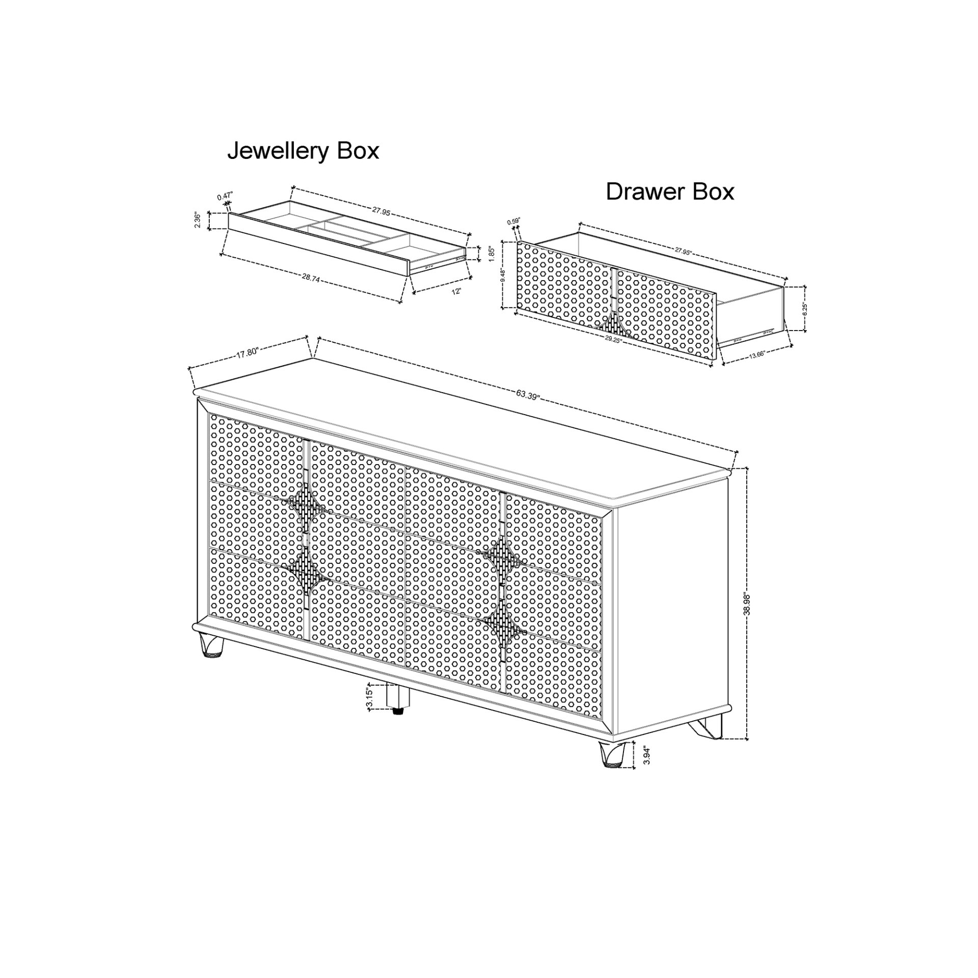 Uriuni - 5 Piece King Bedroom Set With LED Lighting And Panel Headboard - Gold / White - Image 13
