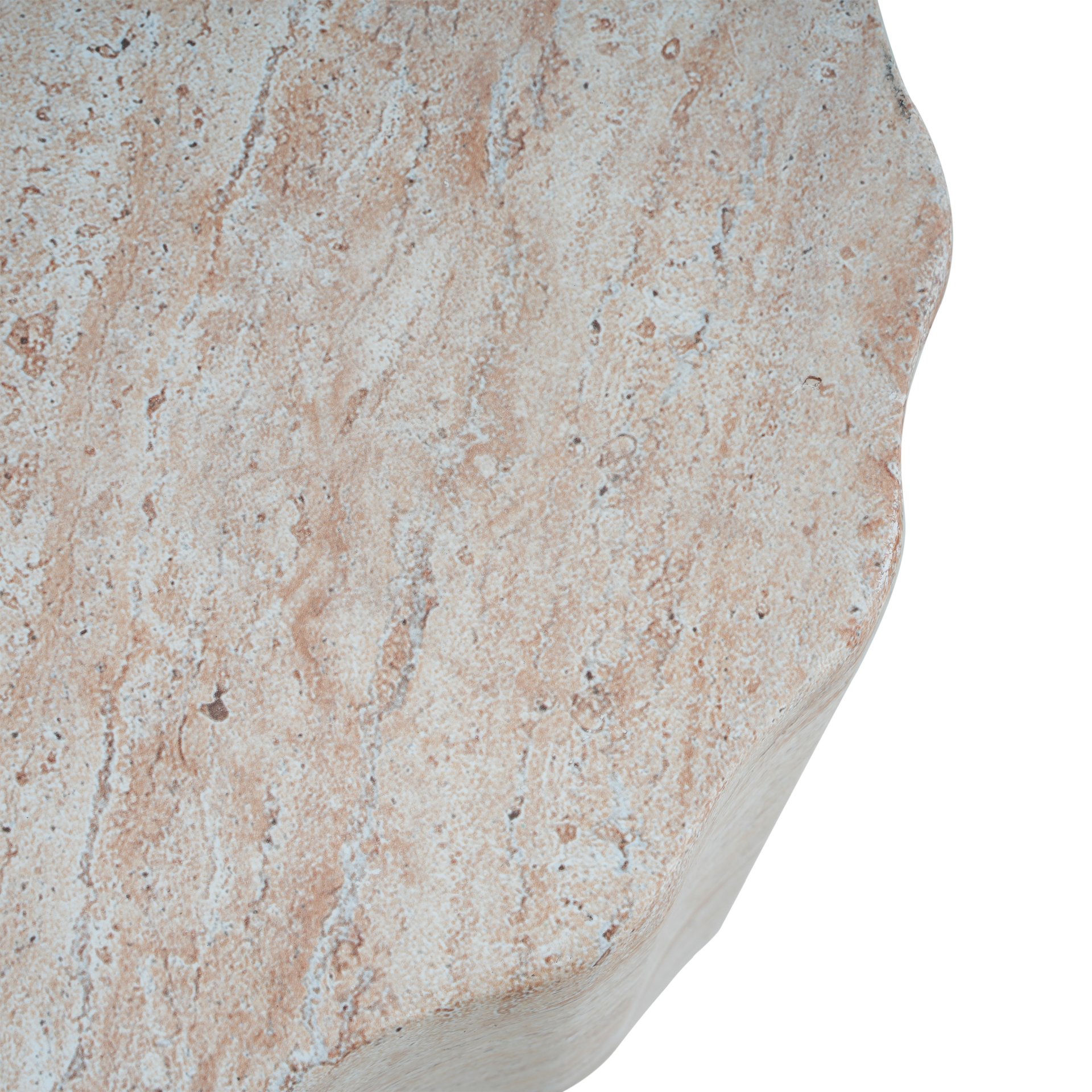 Elegant Indoor / Outdoor Lightweight Concrete Side Table With Travertine - Beige - Image 8