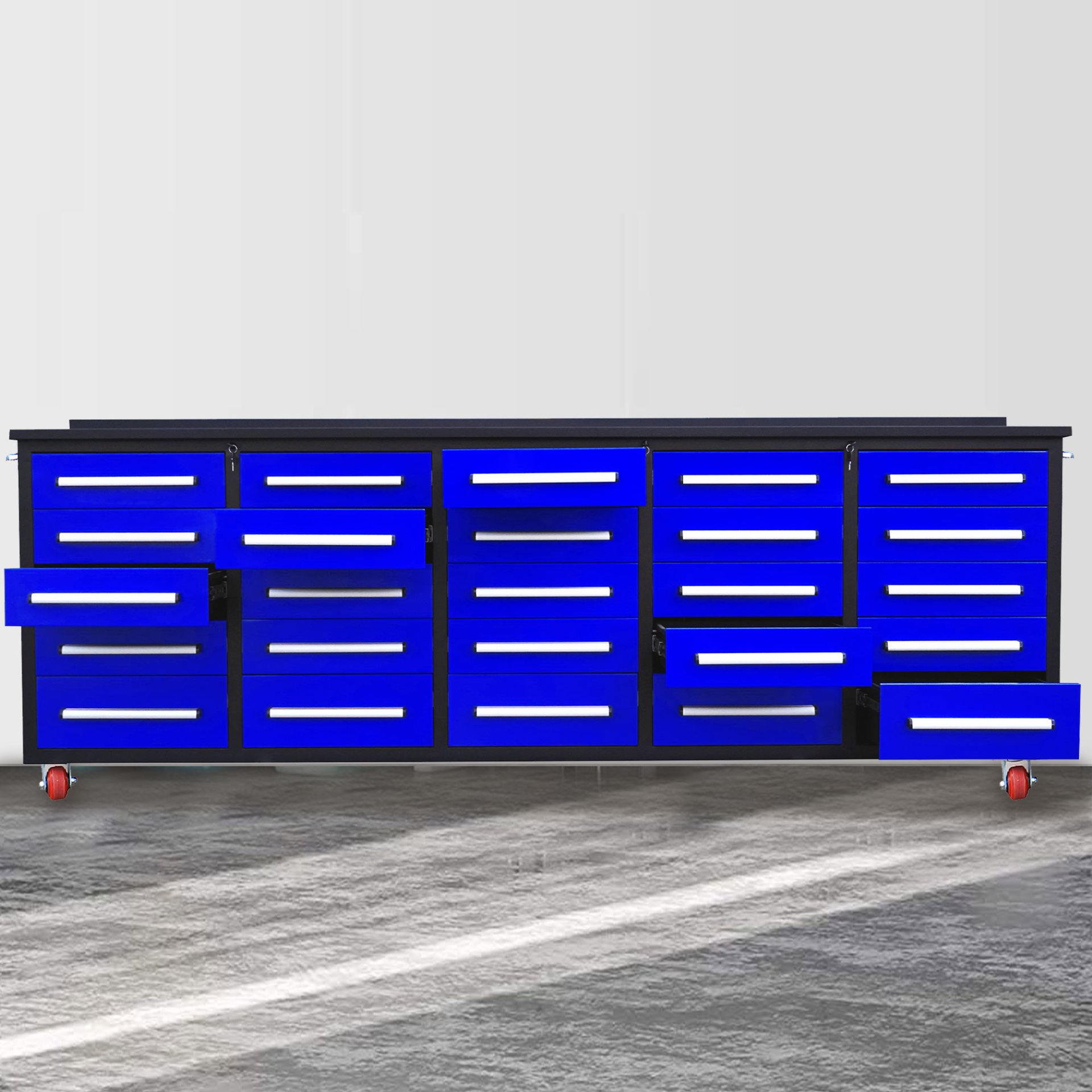 Workbench With Storage Drawers (25 Drawers) - Blue - Image 7
