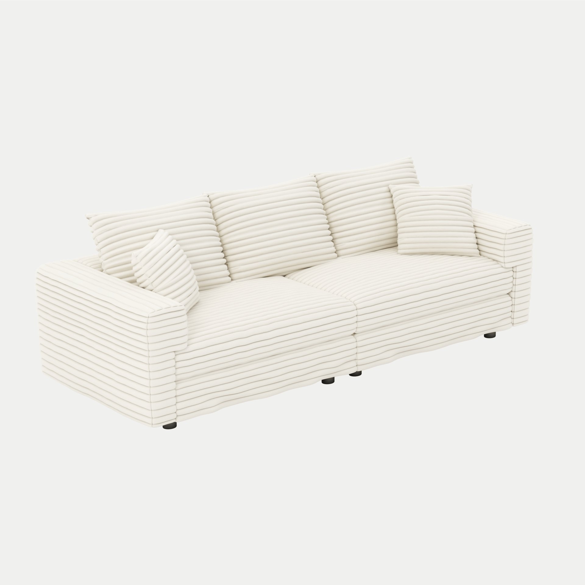 3 Seat Sofa, Deep Seat Couches With Soft Pillows And 1 Ottomans, Convertible Sofa Lounge Chair, For Living Room - Beige - Image 21
