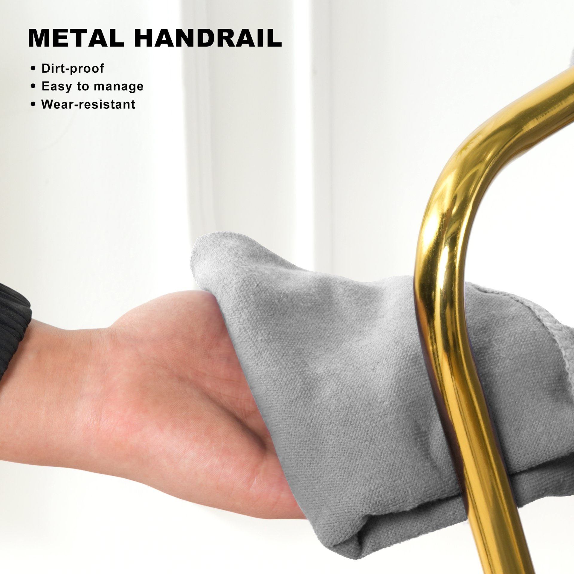 Modern Simple Dark Gray Linen Dining Chair With Plated Metal Legs, (Set of 2) - Gold - Image 9