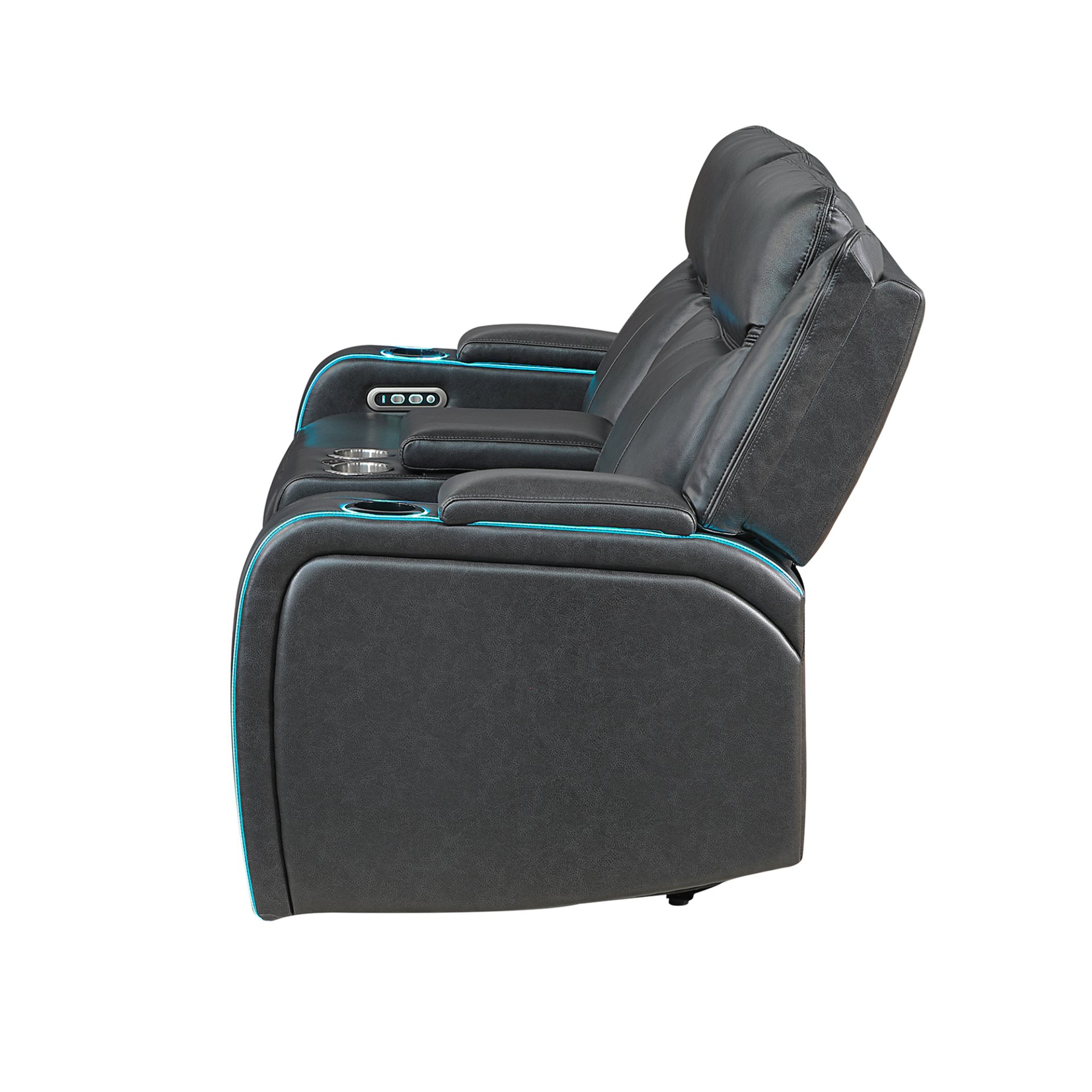 Blanca - Power Console Reclining Loveseat With LED Lights, Power Headrest And Speakers - Charcoal - Image 6