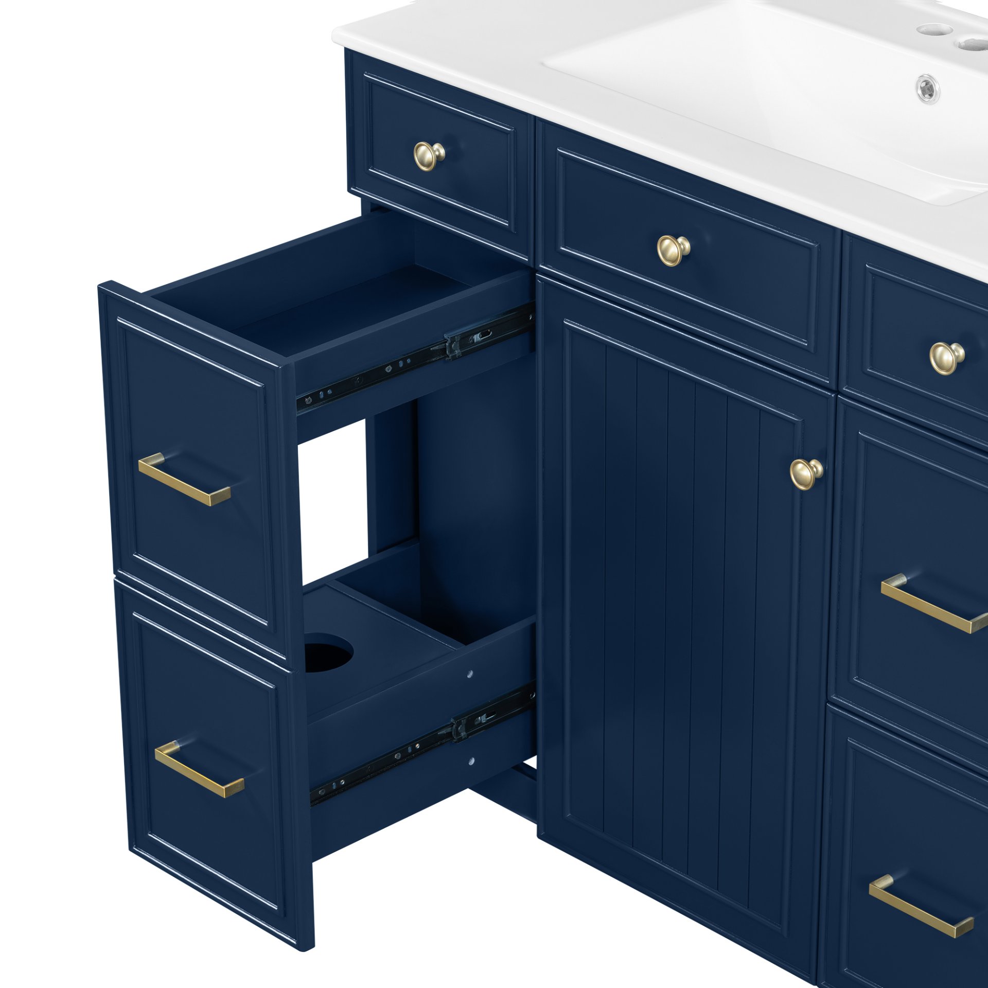 Bathroom Vanity With Sink, Soft Close Doors, Adjustable Shelves - Blue - Image 13