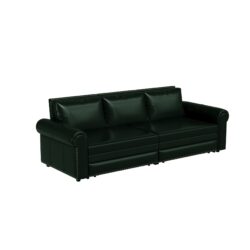 Pull Out Sofa Bed, 3 In 1 Convertible Sleeper Sofa With Nailhead Trim & Rolled Arm, Multi Functional Sofa Bed For Living Room, Bedroom, Apartment, Office - Green
