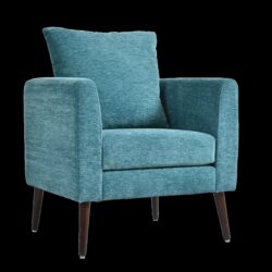Accent Chair, Boucle Chair, Barrel Chair, Fabric Armchair Club Chair, Upholstered Arm Chair With Solid Wood Legs, Waist Pillow, Padded Single Chair For Living Room / Bedroom / Study / Waiting Room - Teal