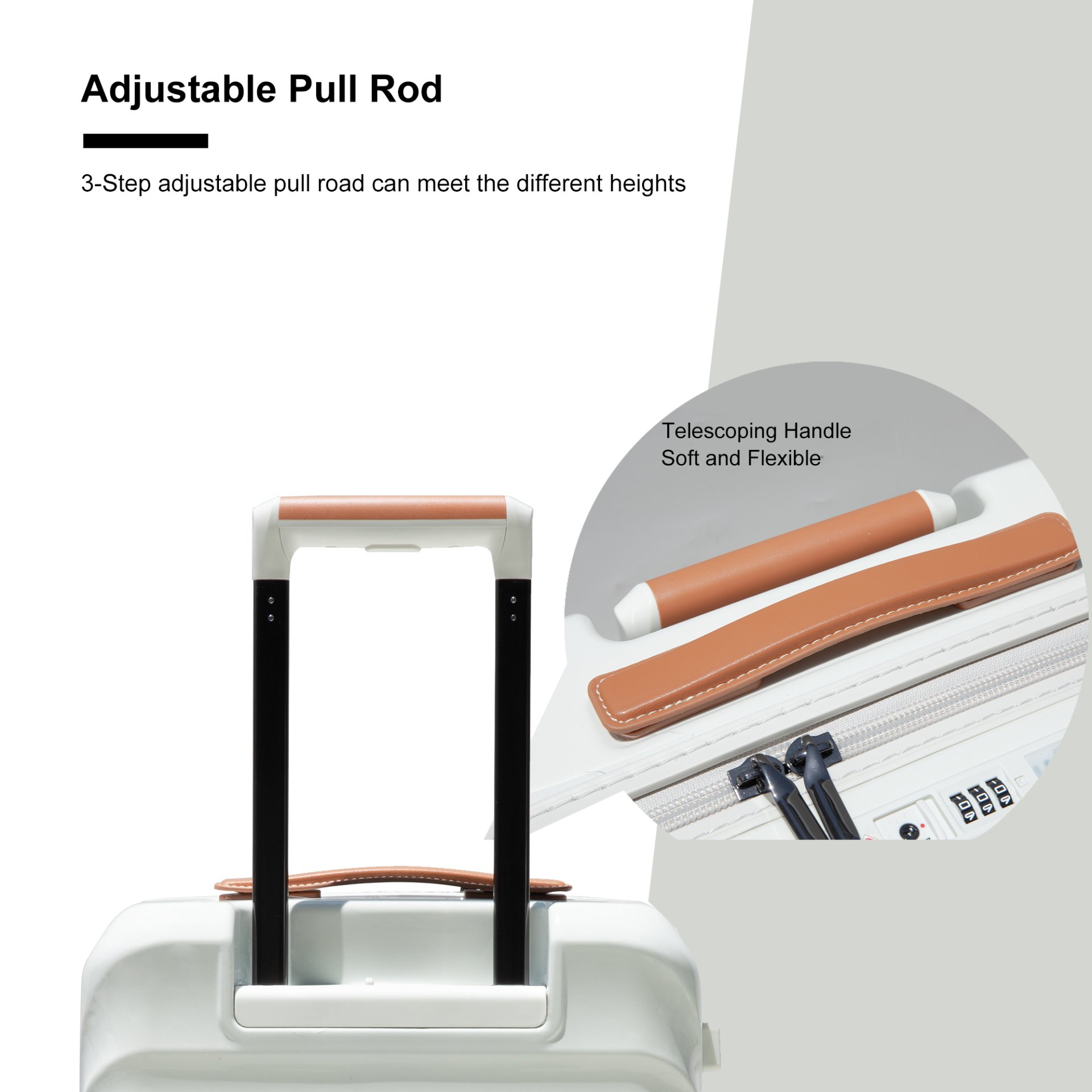 24" Luggage Lightweight Suitcase Tsa Lock USB Port Luggage Wheel Lock Artificial Leather Top Handle Spinner Wheels - Creamy White - Image 10