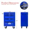 Rolling Metal Tool Chest With 4 Drawers, 20" Steel Storage Cabinet With Ball Bearing Slides - Black / Blue - Image 3