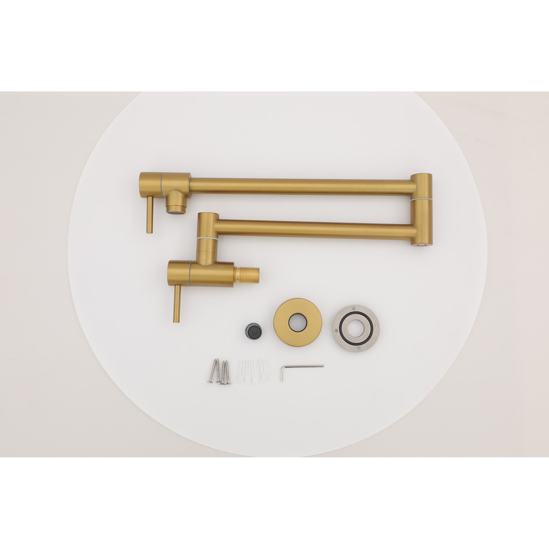 Design Pot Filler Faucet Wall Mount Kitchen Sink Faucet, Stretchable With 2 Handles - Gold - Image 5