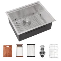 Single Bowl Undermount Workstation Kitchen Sink 23" X 19" X 10" With Accessories - Brushed Nickel