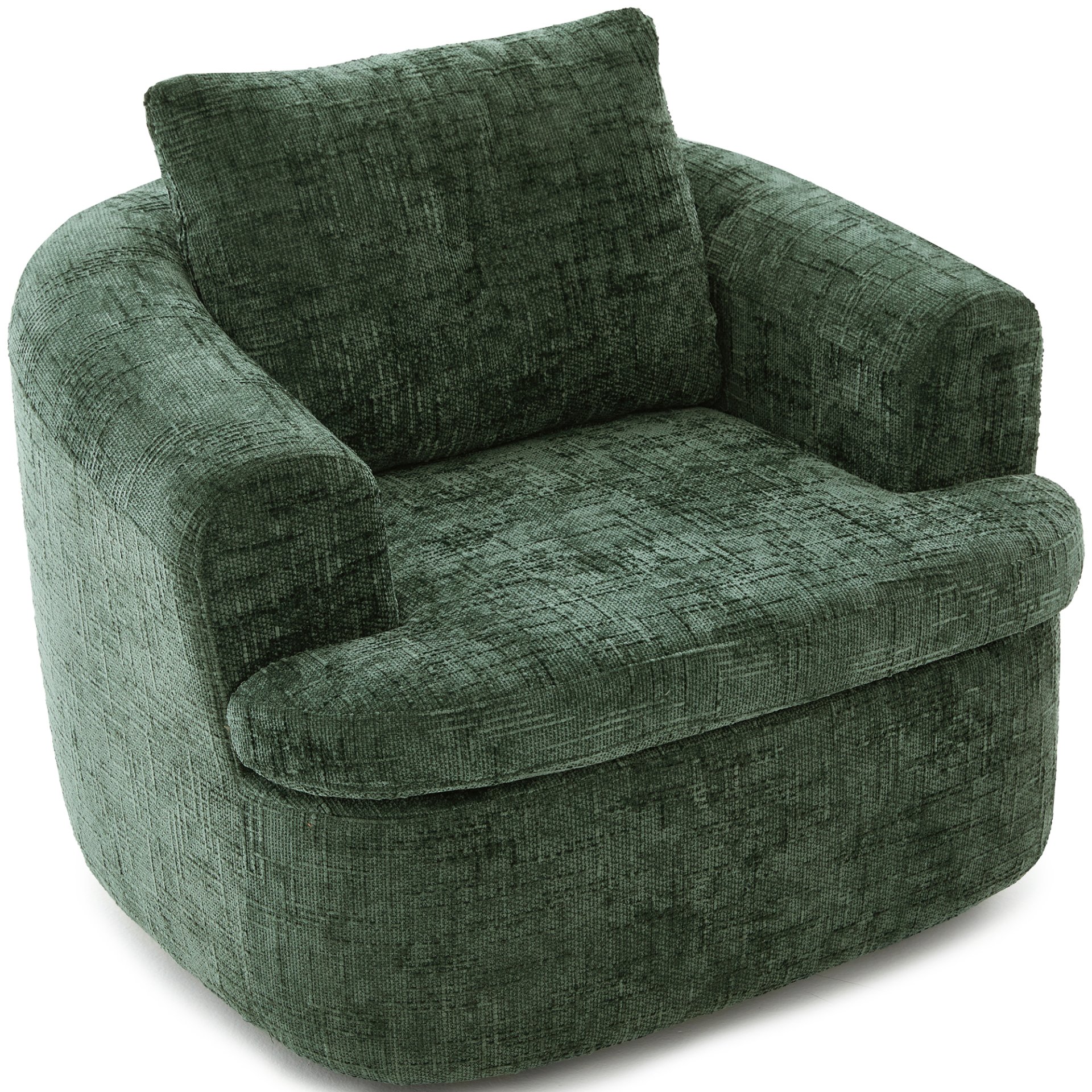 360° Swivel Accent Barrel Chair With Dual Layer Cushion, Round Seating For Living Room - Green - Image 10