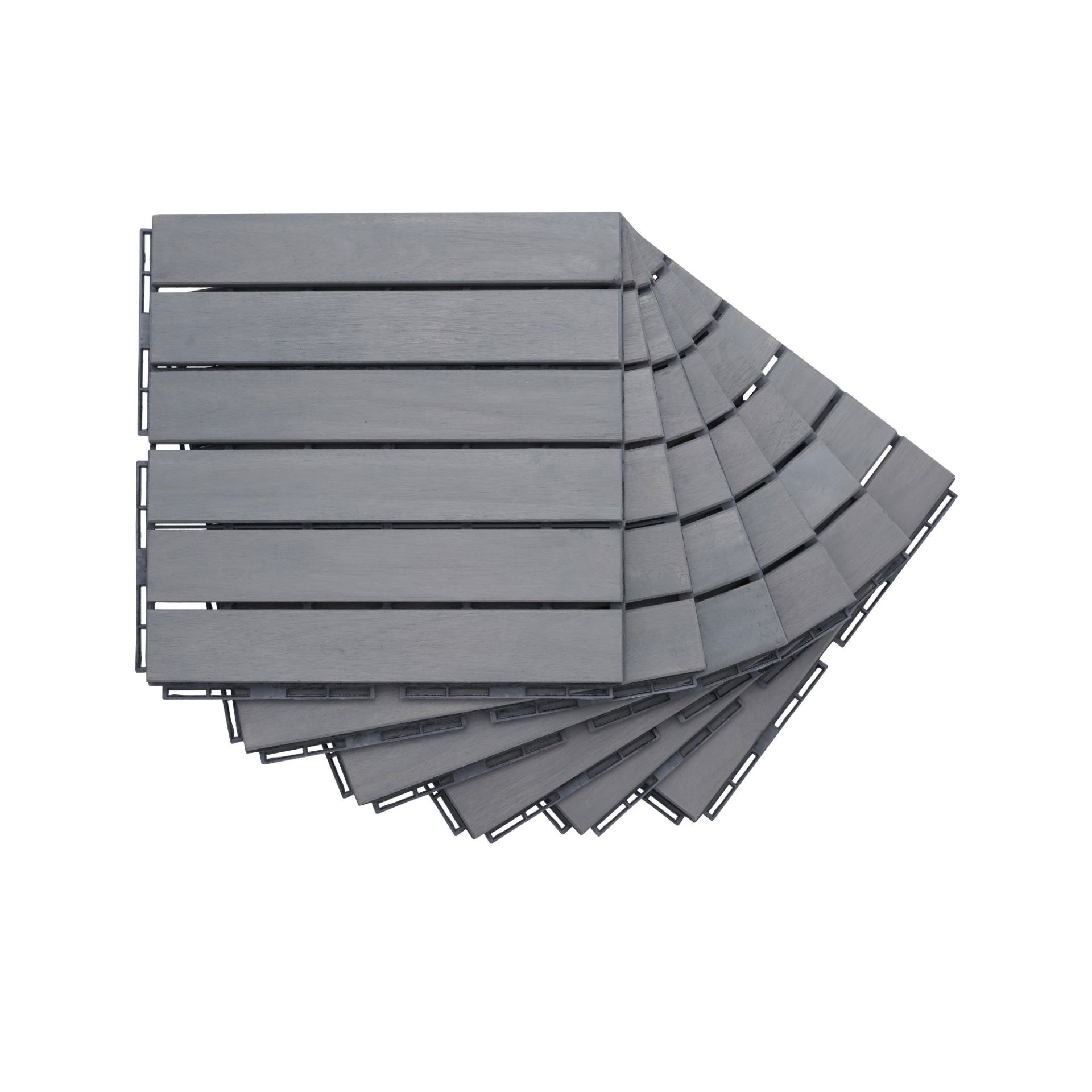 Interlocking Deck Tiles Striped Pattern Square Outdoor Flooring - Light Gray - Image 23