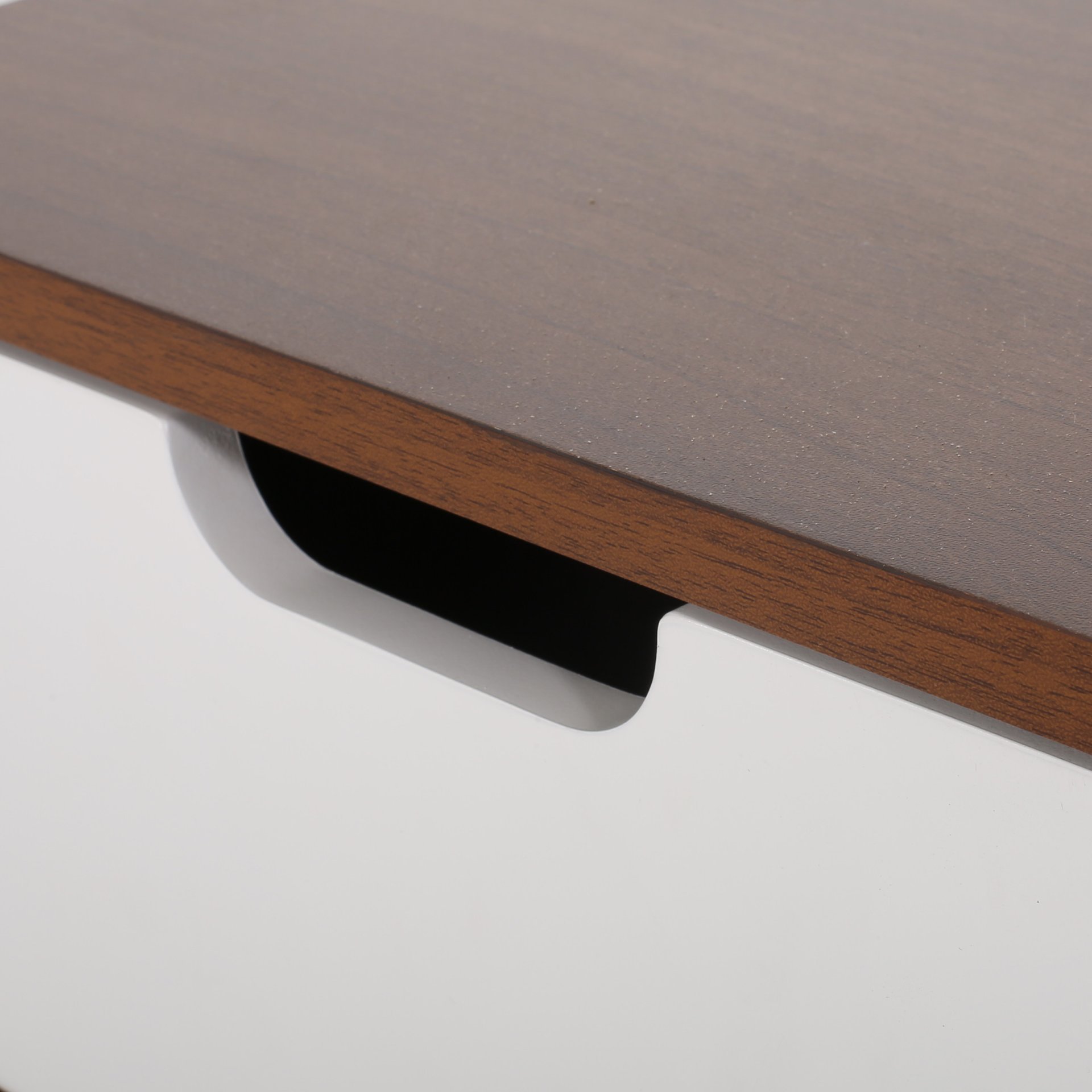 2 Toned Particle Board End Table - White / Walnut - Image 12