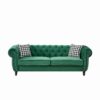 Chesterfield Sofa With Roll Armrest & Nailhead, 3 And 2 Seater - Green - Image 13