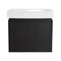 Modern 24" Bathroom Vanity With Ceramic Basin, Wall Mounted Sink Combo Cabinet - Black