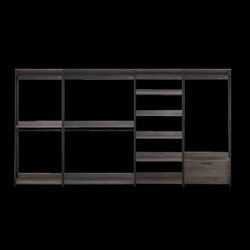 Monica - Wood Walk In Closet System Melamine 143" Modular Storage - Rustic