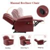 3 Pieces Recliner Sofa Sets Home Theater Seating Manual Recliner Chair With Center Console And Led Light Strip For Living Room - Wind Red - Image 6
