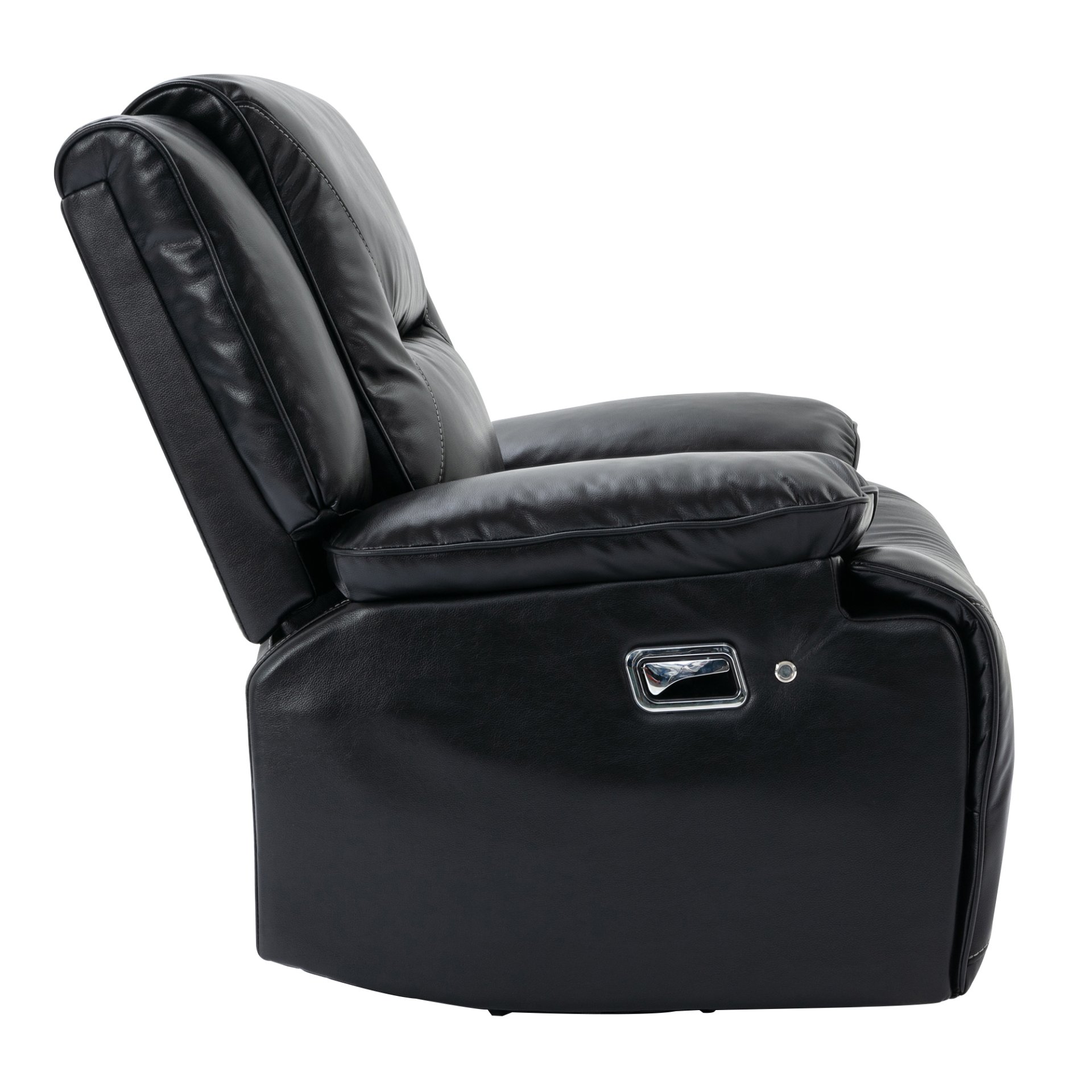 360° Swivel And Rocking Home Theater Recliner Manual Recliner Chair With A Led Light Strip For Living Room - Black - Image 15
