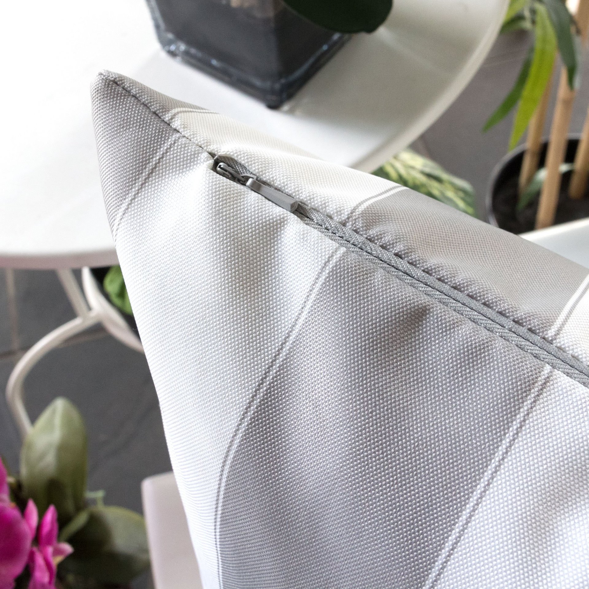 Horizon Stripe Pillow Silver Outdoor & Indoor Pillows - Silver - Image 6