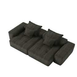 Modern Oversized Modular Sectional Sofa With 2 Chaise Lounge And 2 Armrest, Sparkling Chenille Fabric Soft Cushion Sofa With 4 Pillows, 4 Pieces Diy Combination Tufted Sofa, No Assembly Required - Black
