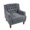 Accent Chair, Living Room Chair, Footrest Chair Set With Vintage Brass Studs, Button Tufted Upholstered Armchair For Living Room, Comfy Reading Chair For Bedroom, Reception Room - Gray - Image 12