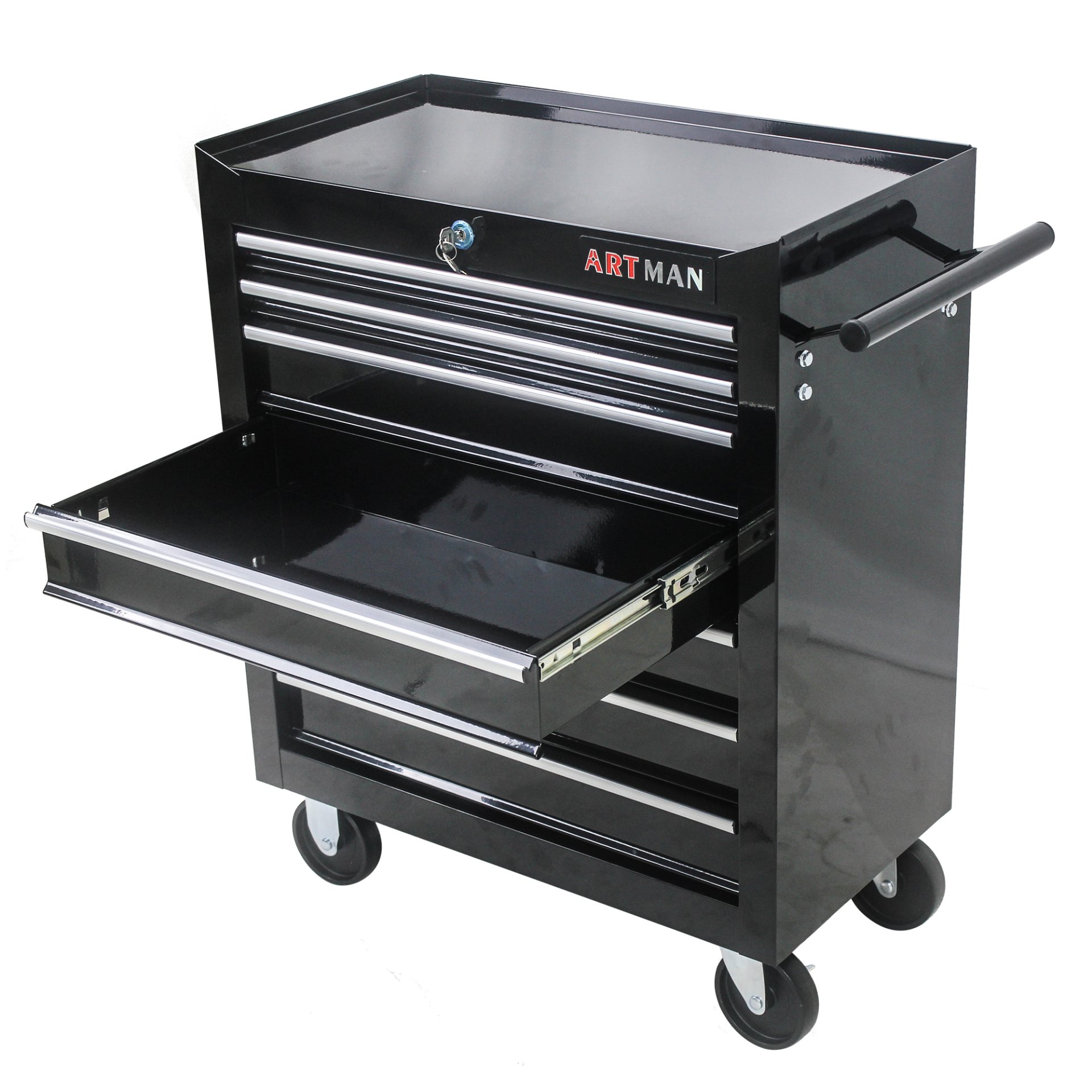 7 Drawers Multifunctional Tool Cart With Wheels - Black - Image 8