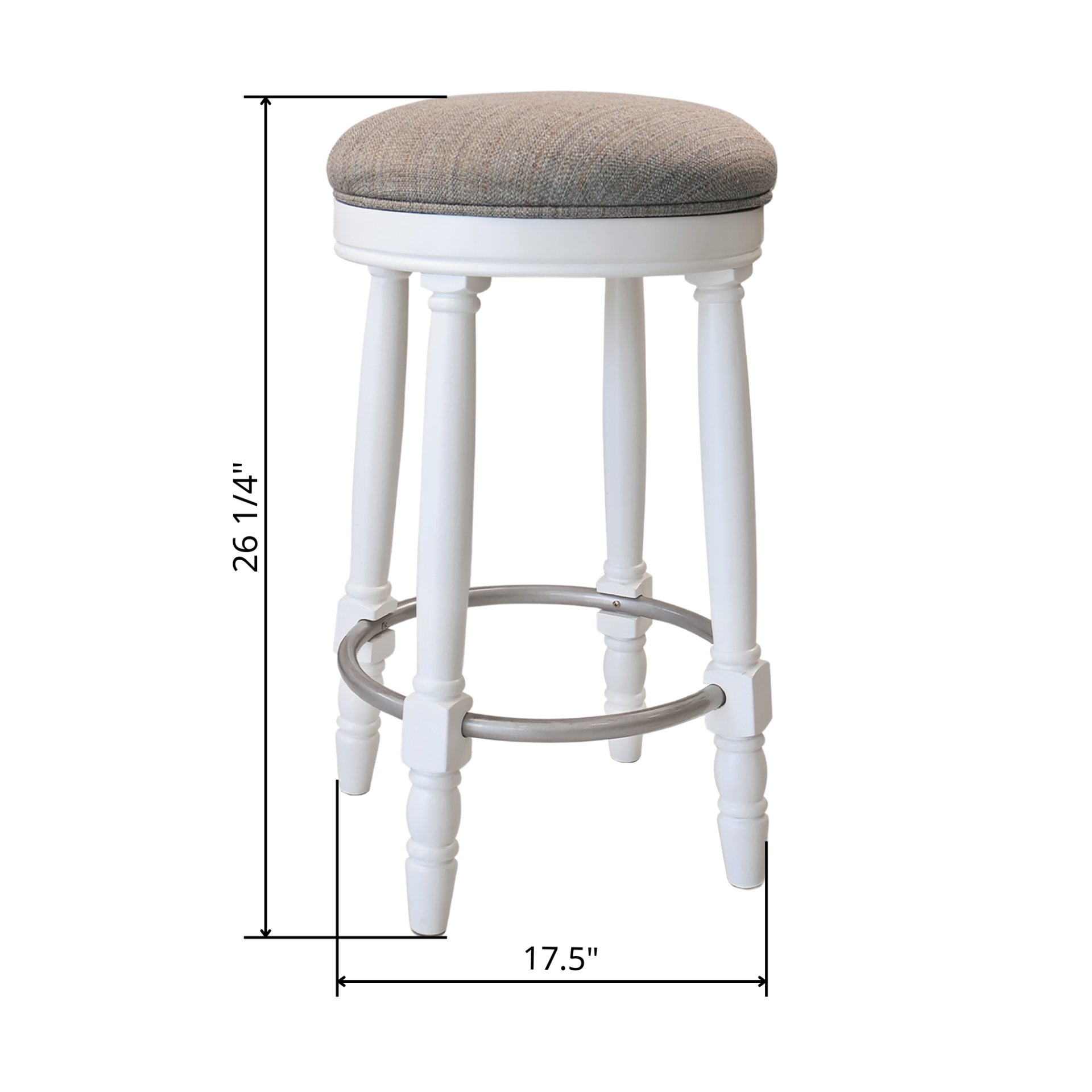 26" Counter Height Swivel Bar Stools (Set of 2) With Upholstered Seat - White - Image 3