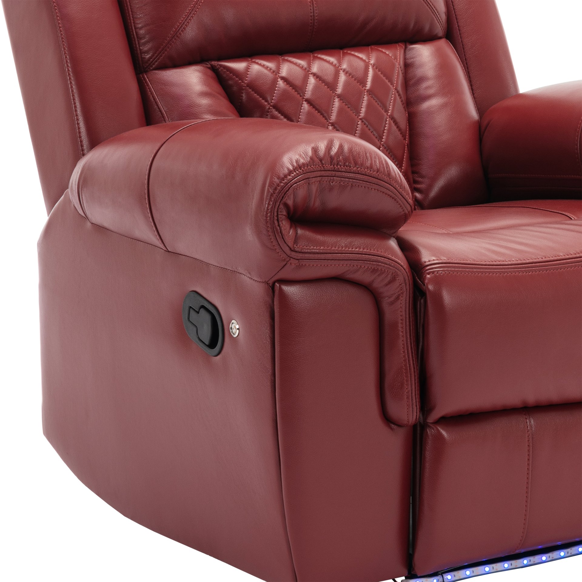 Home Theater Seating Manual Recliner Chair With Led Light Strip For Living Room - Wind Red - Image 15