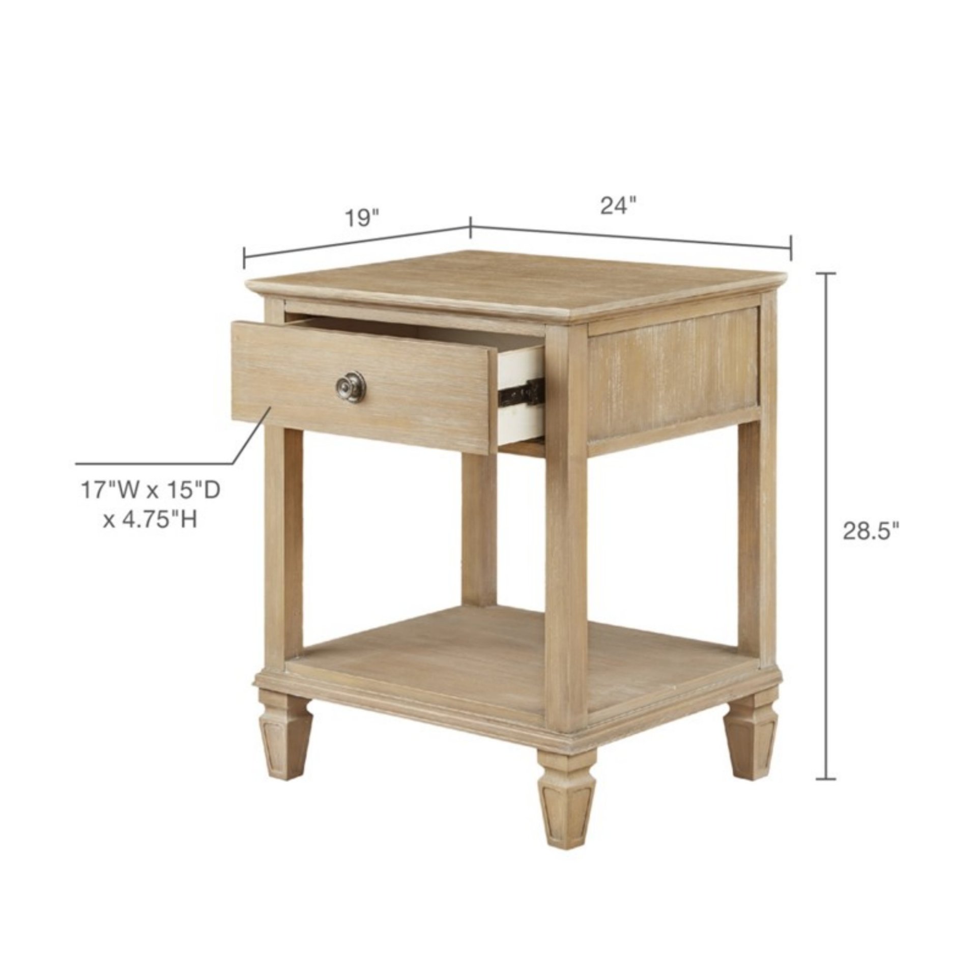 Victoria - Bedside Table With Drawer And Shelf - Light Natural - Image 3