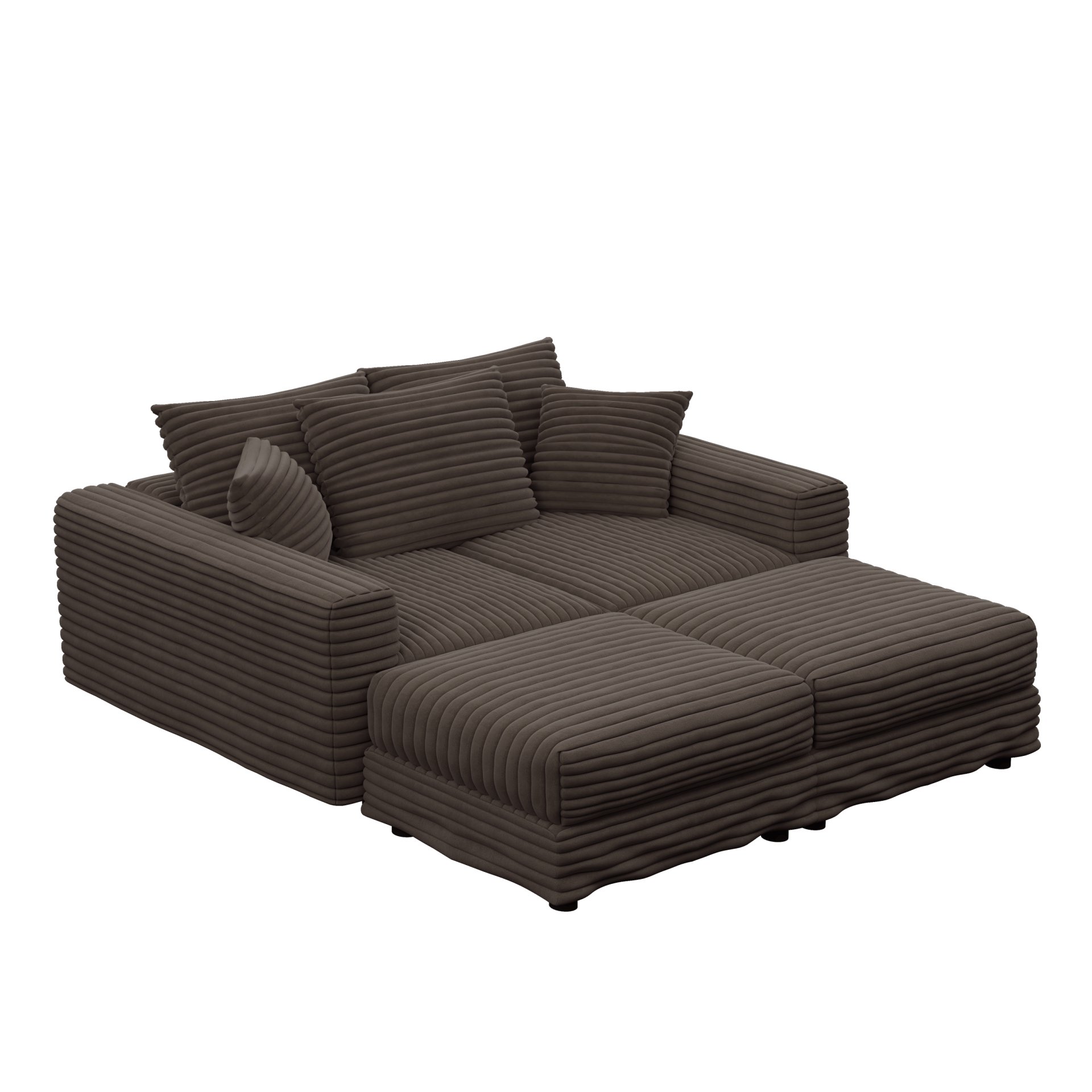 3 Seat Sofa, Deep Seat Couches With Soft Pillows And 2 Ottomans, Convertible Sofa Lounge Chair, For Living Room - Camel - Image 21