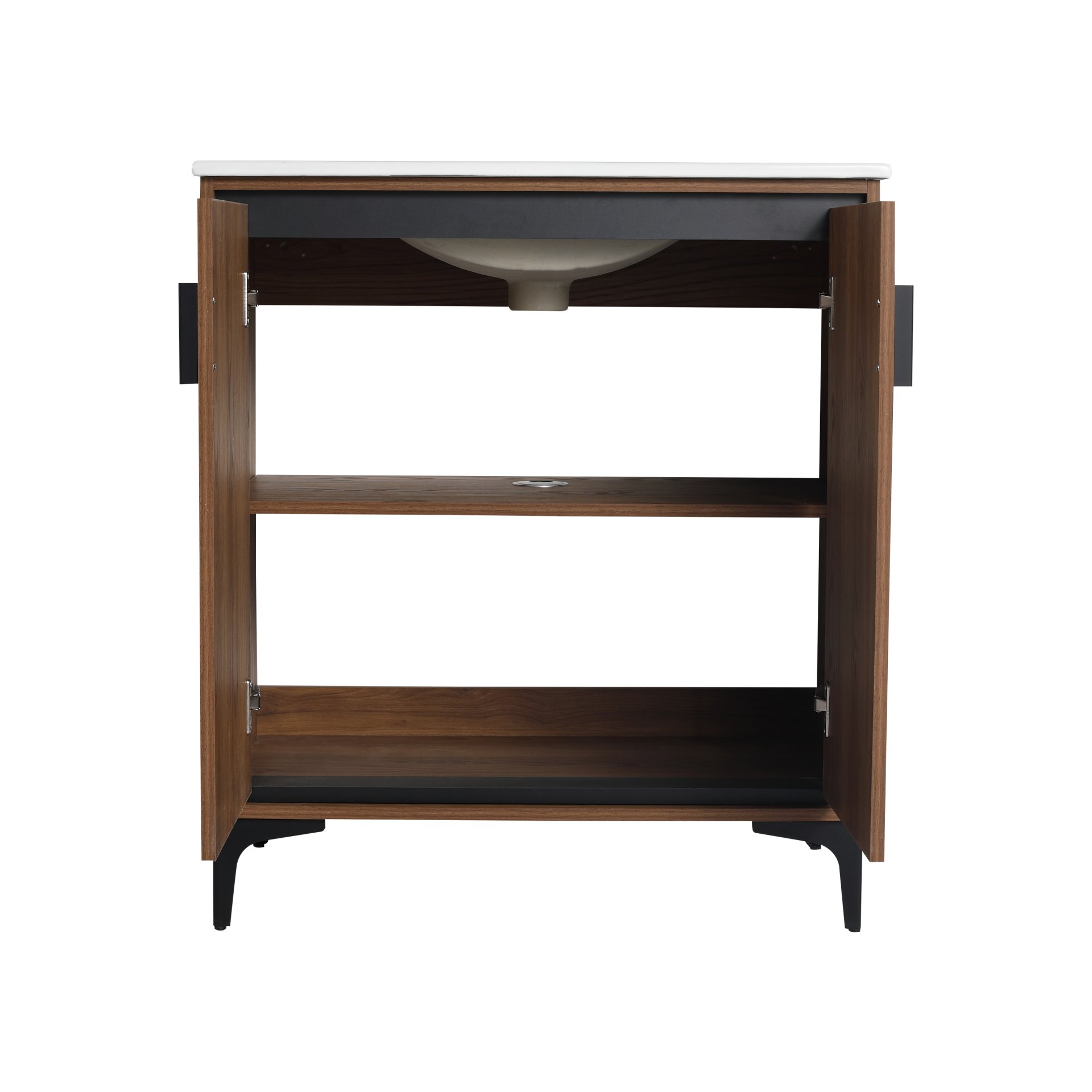 Bathroom Vanity Freestanding Cabinet With Sink - Brown - Image 17