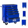 Rolling Metal Tool Chest With 5 Drawers, 20" Steel Storage Cabinet With Ball Bearing Slides - Black / Blue - Image 7