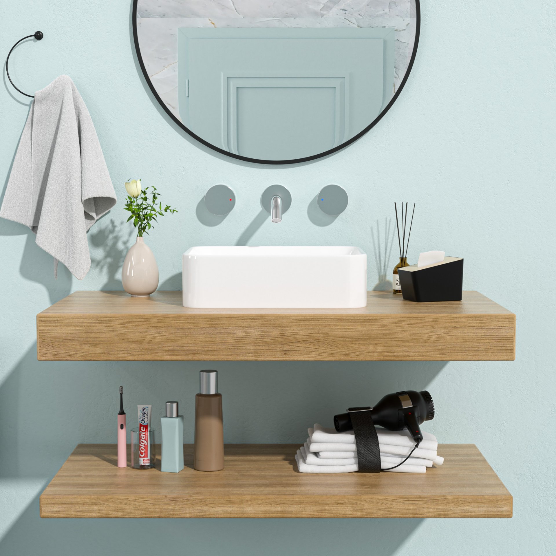 Rectangular Ceramic Vessel Bathroom Sink - White - Image 5