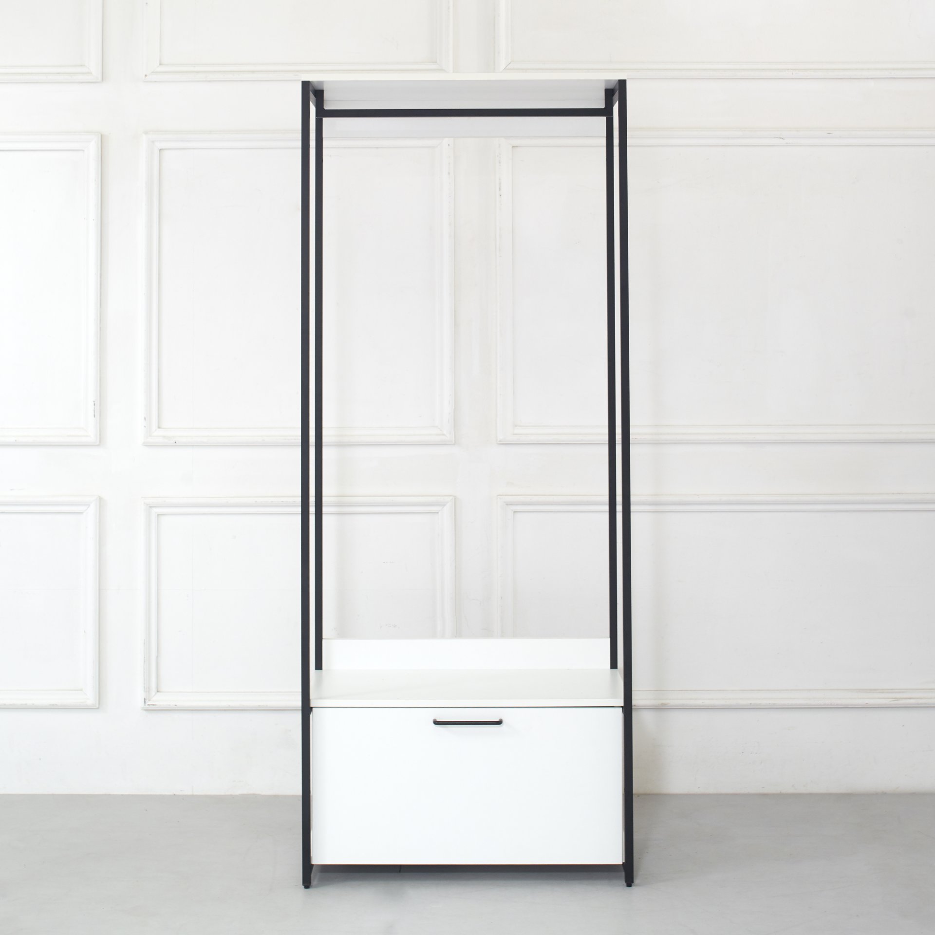 Fiona - Contemporary Wood And Metal Walk In Closet With 1 Drawer - White - Image 4