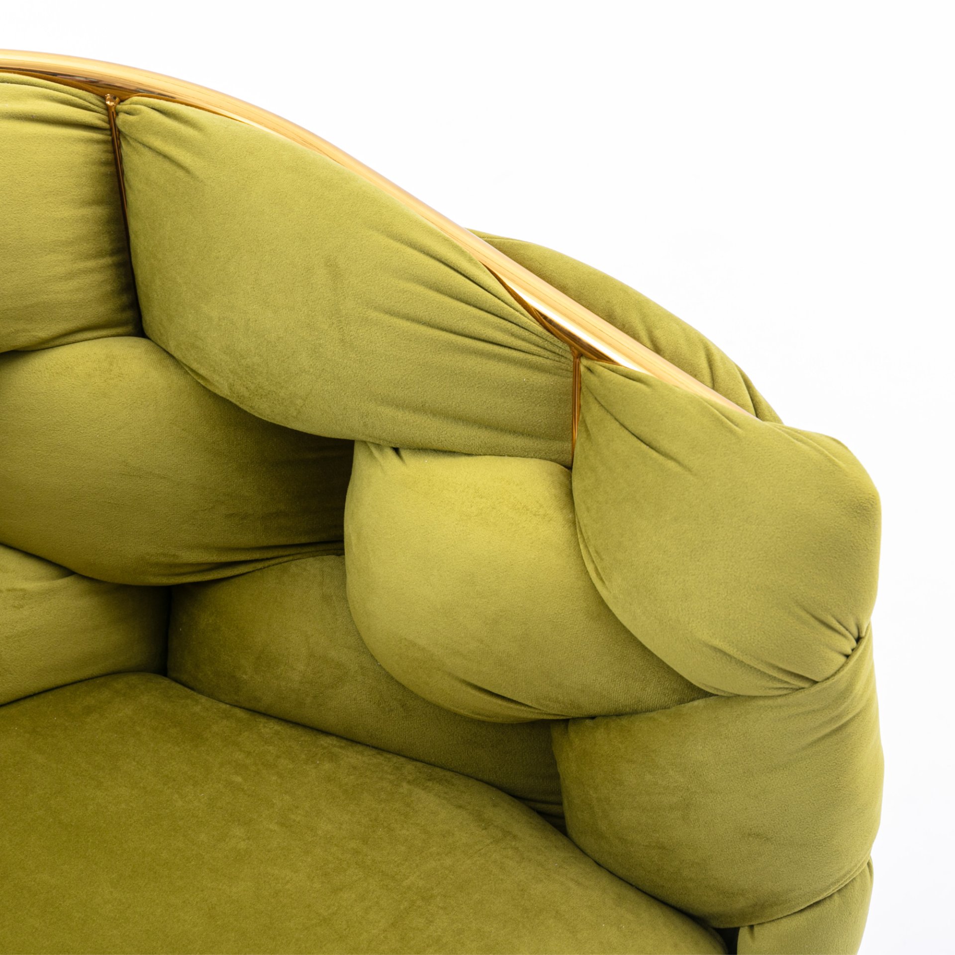 Luxury Modern Simple Leisure Velvet Single Sofa Chair Bedroom Lazy Person Household Dresser Stool Manicure Table Back Chair - Olive Green - Image 10