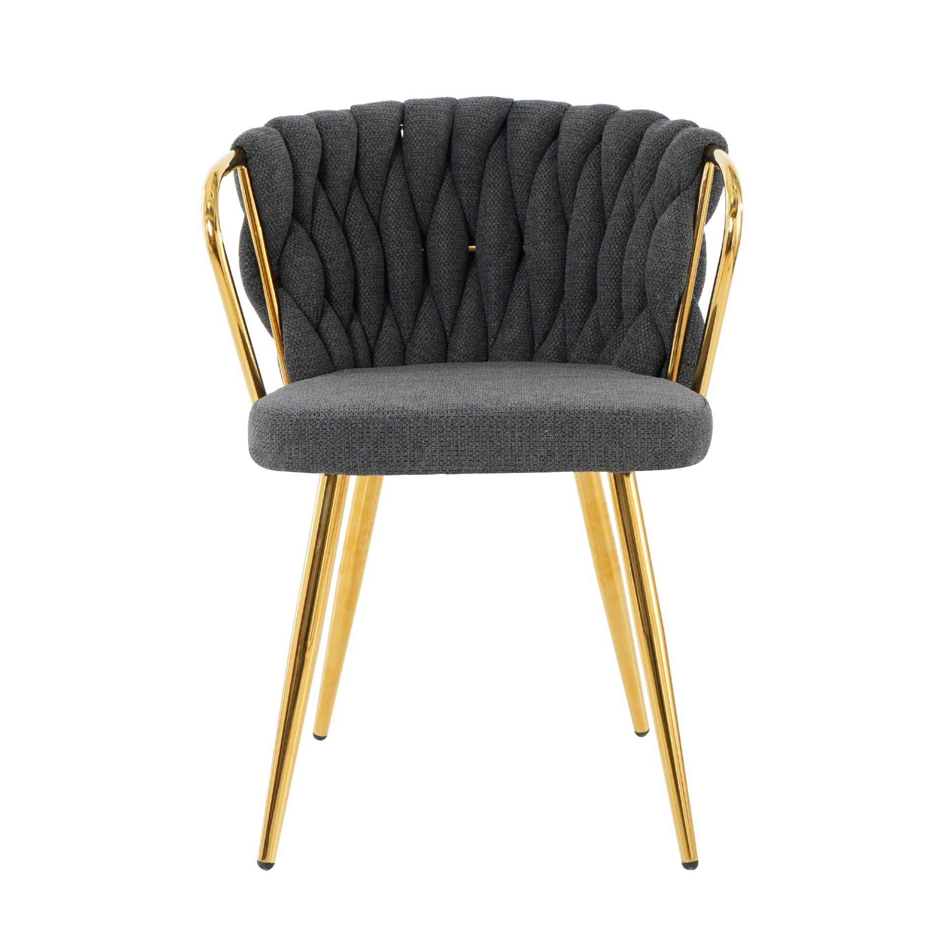 Modern Simple Dark Gray Linen Dining Chair With Plated Metal Legs, (Set of 2) - Gold - Image 22